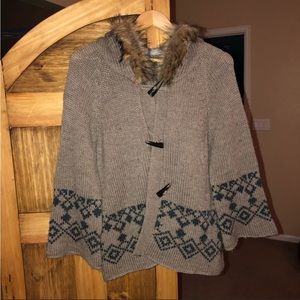 Buffalo David Bitton Faux fur lined hooded cardigan